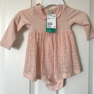 H&M Baby Girls Pink Long sleeve Lace Onesie